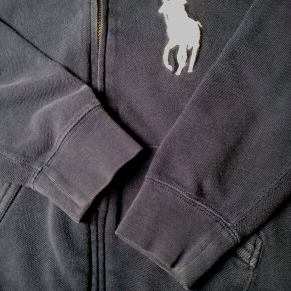 Polo Ralph Lauren Sweatshirt Kids Youth 5 Navy Blue Big Pony Hoodie Full Zip - Picture 5 of 10